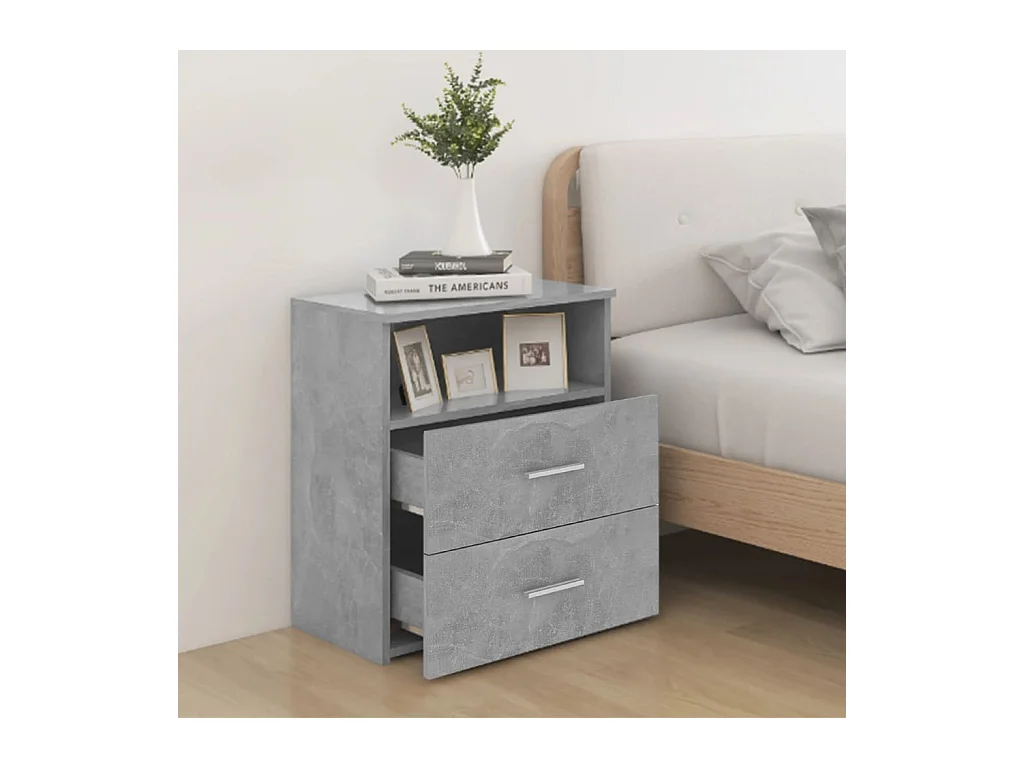 Tables de chevet-Tables de nuit 2 pcs Compartiments ouverts Gris béton 50x32x60 cm