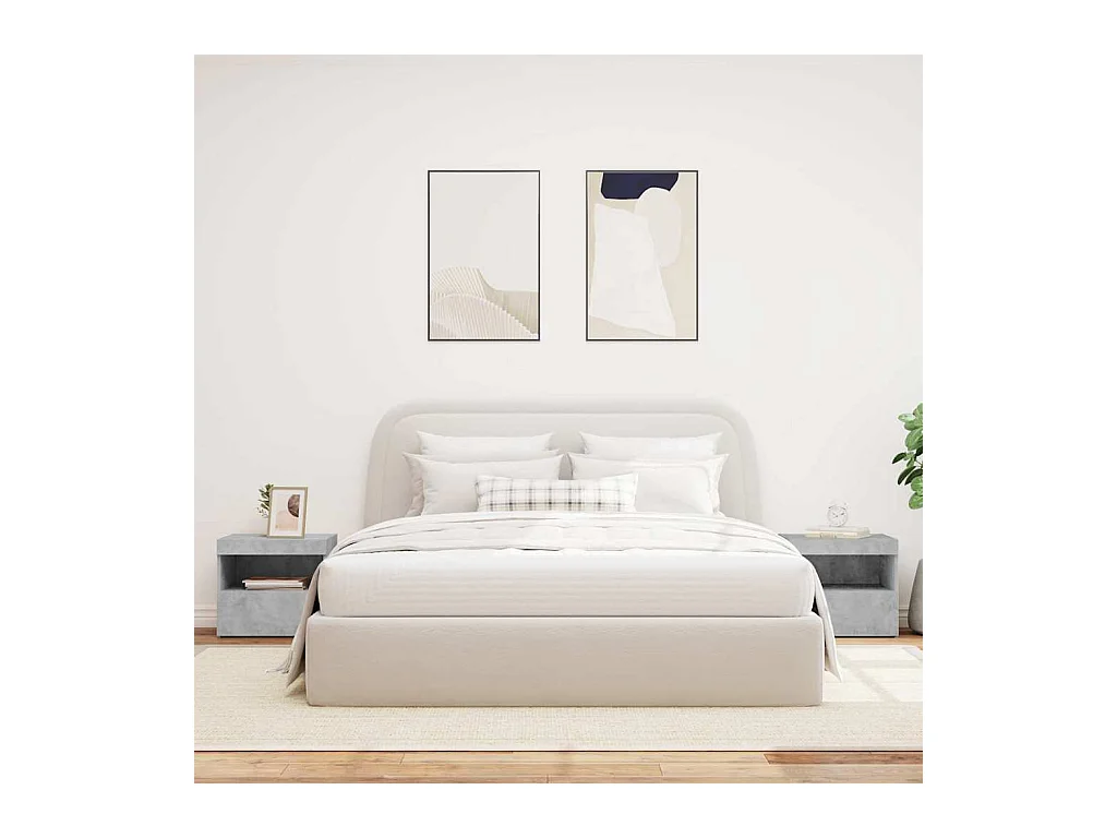 Mesitas de noche | Mesilla de noche con luces LED 2 uds gris hormigón 50x40x45 cm