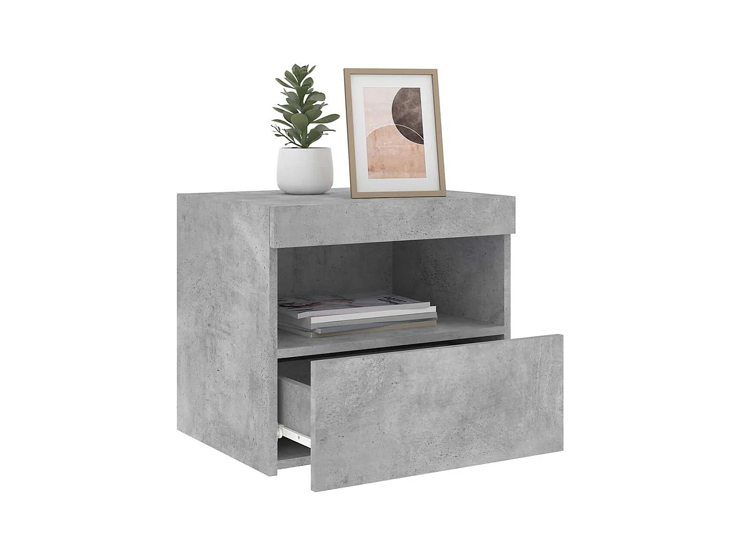 Mesitas de noche | Mesilla de noche con luces LED 2 uds gris hormigón 50x40x45 cm