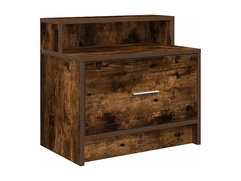 Table de chevet-Table d'appoint avec tiroir chêne fumé 51x31x47 cm