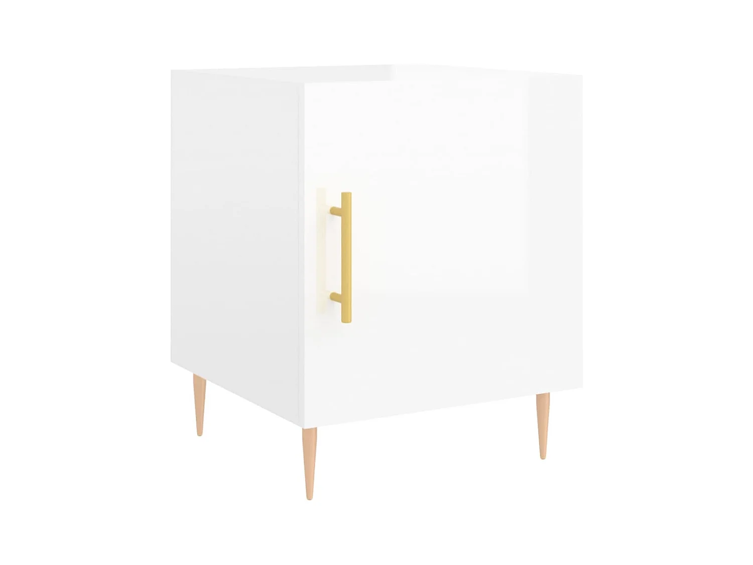 Lot de 2 Tables de chevet Étroite avec Étagère de rangement blanc brillant 40x40x50 cm