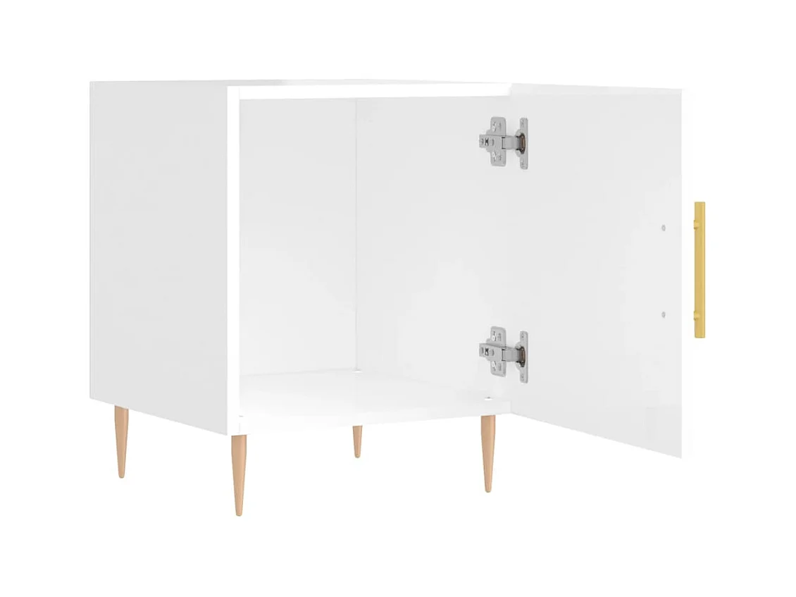 Lot de 2 Tables de chevet Étroite avec Étagère de rangement blanc brillant 40x40x50 cm