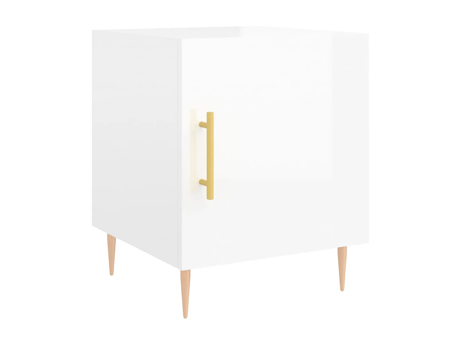 Nachttisch 2er Set-Beistelltisch-Nachttischkommode Hochglanz-Weiß 40x40x50 cm Holzwerkstoff SHL63507