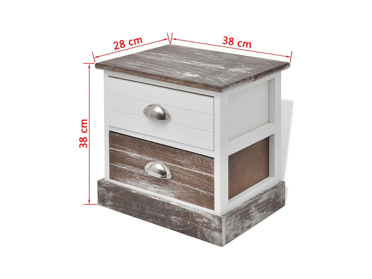 Mesitas de noche | Mesilla de noche marrón y blanca 2 unidades