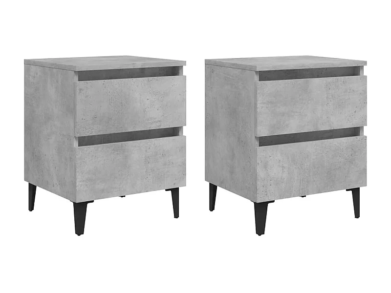 Tables de chevet-Tables de nuit 2 pcs avec tiroirs gris béton 40x35x50 cm bois d'ingénierie