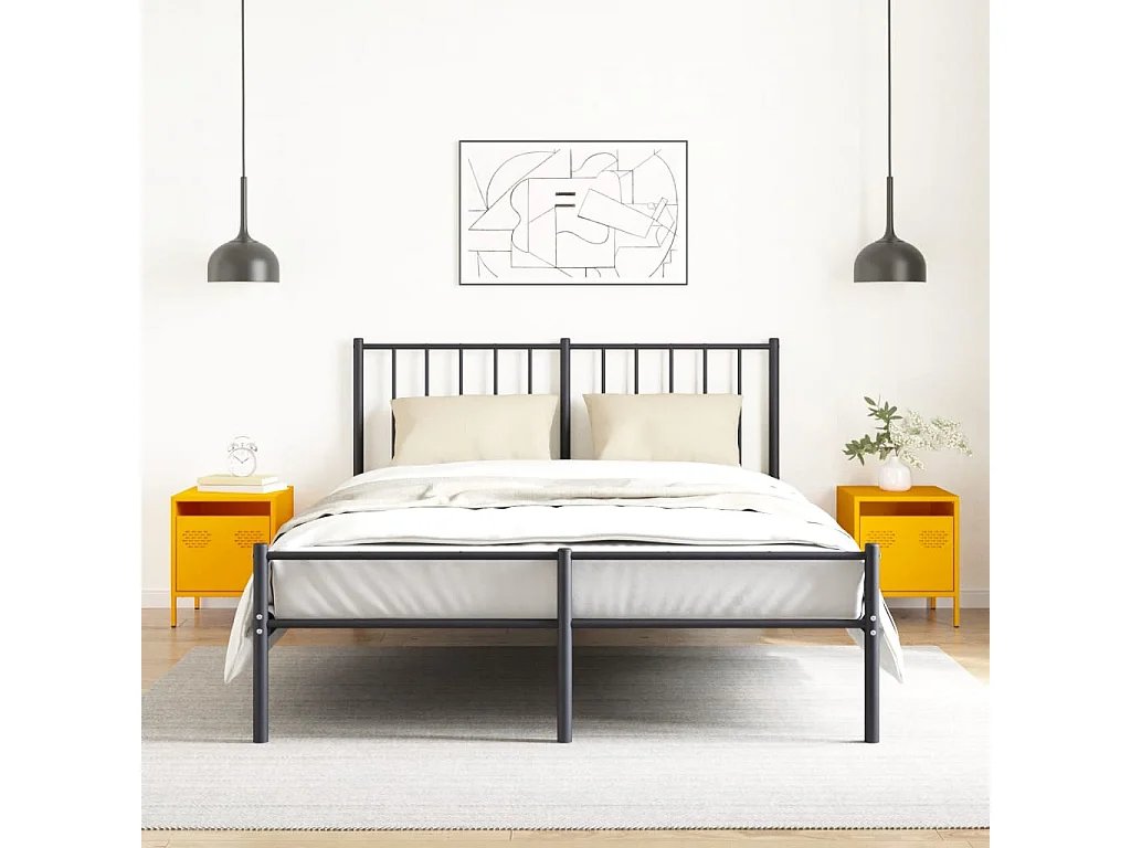 Mesitas de noche | Mesilla de noche 2 uds acero amarillo mostaza 35x39x43,5 cm