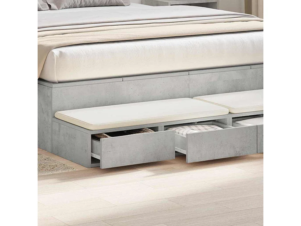 Gavetas de cama Cinzento cimento 140x36.5x16.5 cm