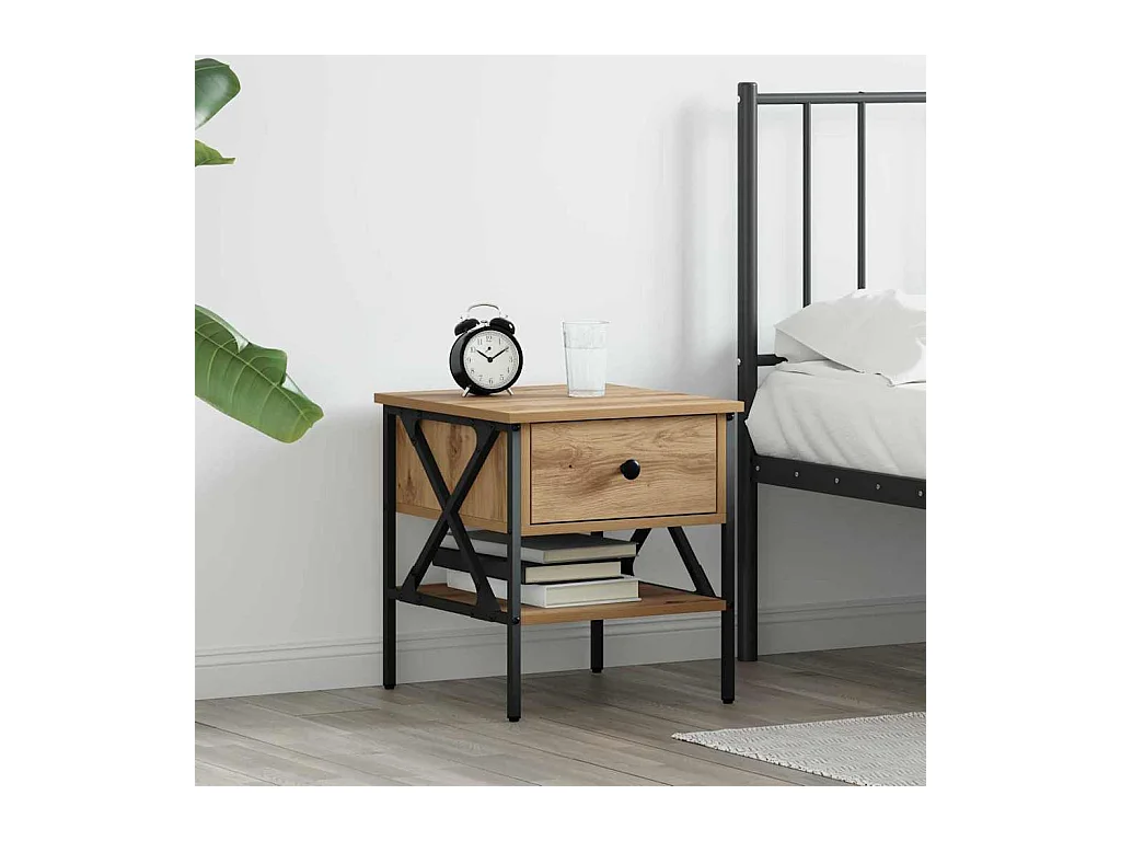 Mesita de Noche | Armario de Noche | Mesilla de noche con cajón Roble artisan 40x42x45 cm