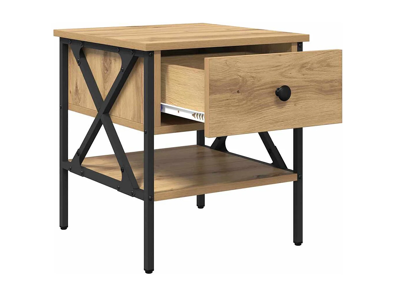 Table de chevet-Table d'appoint avec tiroir chêne artisanal 40x42x45 cm