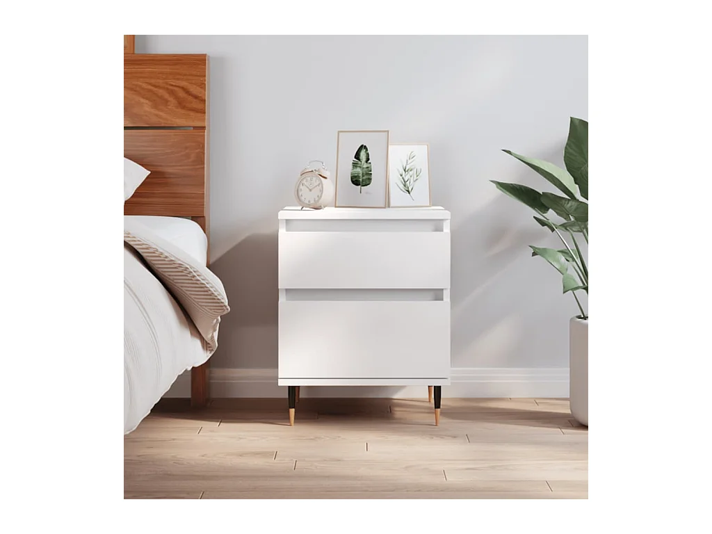 Mesita de noche | Mesilla de noche madera contrachapada blanco 40x35x50 cm