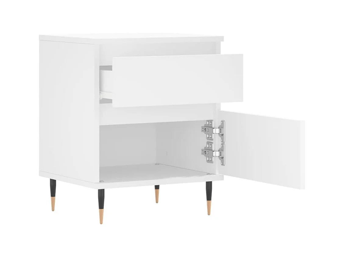 Mesita de noche | Mesilla de noche madera contrachapada blanco 40x35x50 cm