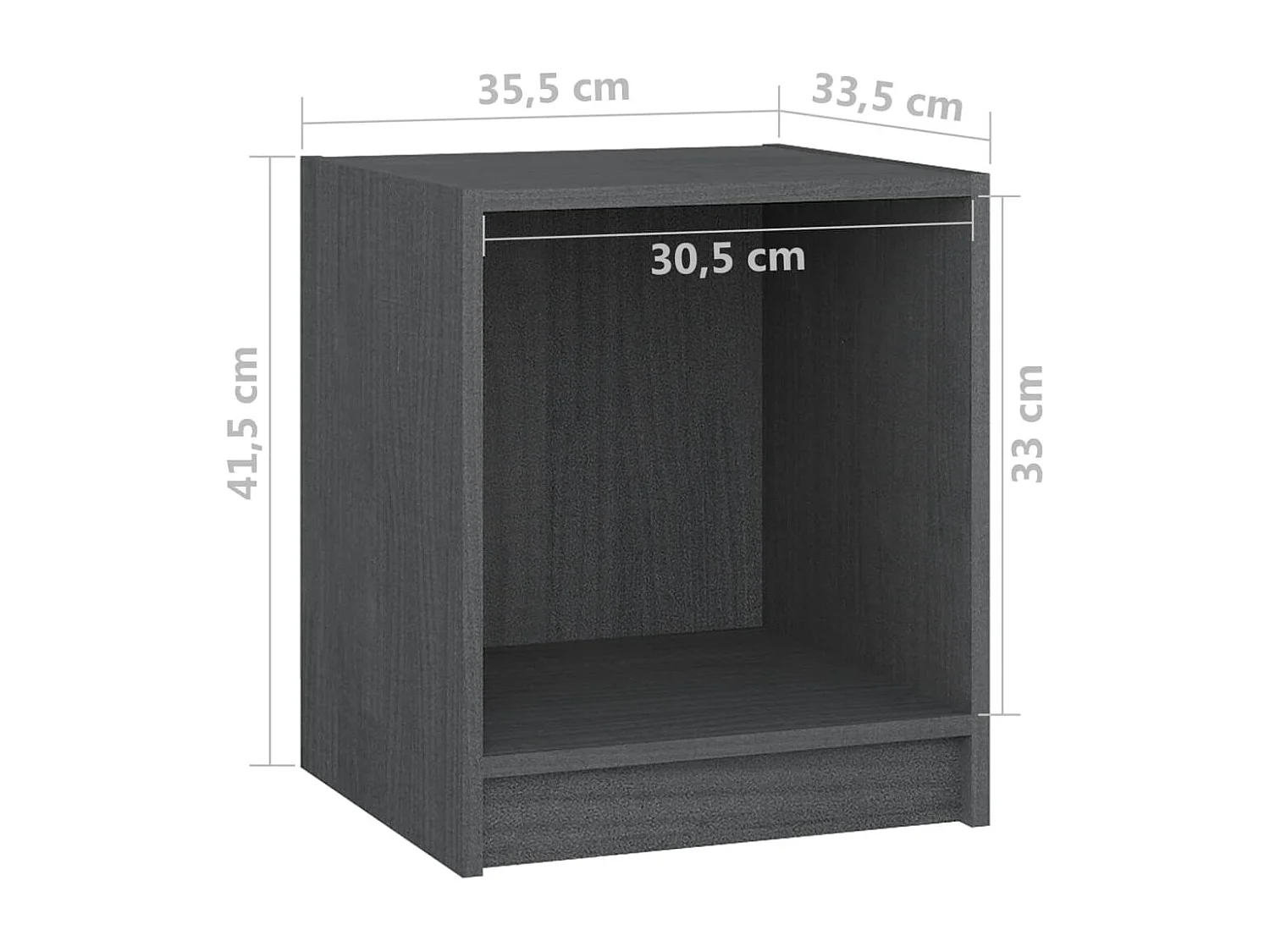 Nachttisch 2er Set-Beistelltisch Grau 35,5x33,5x41,5 cm Massivholz Kiefer SHL81379