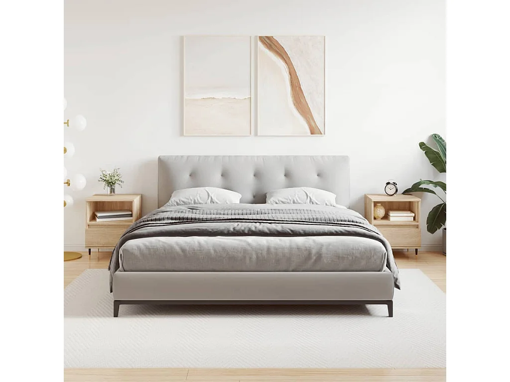 Nachttisch 2er Set-Beistelltisch-Nachttischkommode Sonoma-Eiche 40x35x50 cm Holzwerkstoff SHL75003