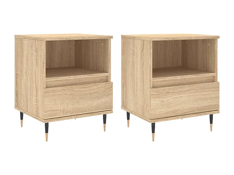 Lot de 2 Tables de chevet avec rangement chêne sonoma 40x35x50 cm bois ingénierie