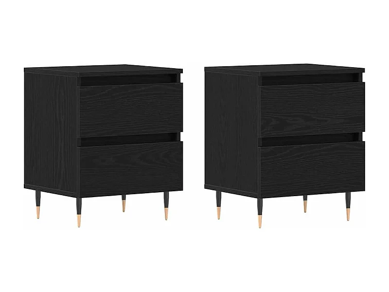 Mesita de Noche | Armario de Noche 2 uds con cajón Roble negro 40x35x50 cm