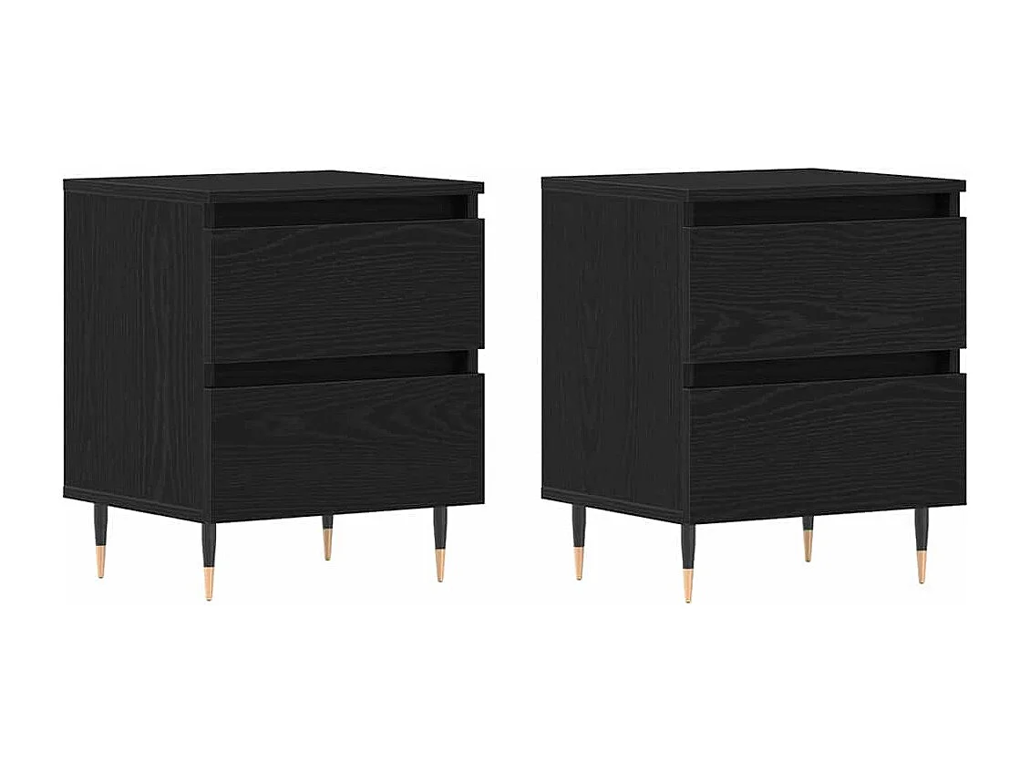 Mesita de Noche | Armario de Noche 2 uds con cajón Roble negro 40x35x50 cm