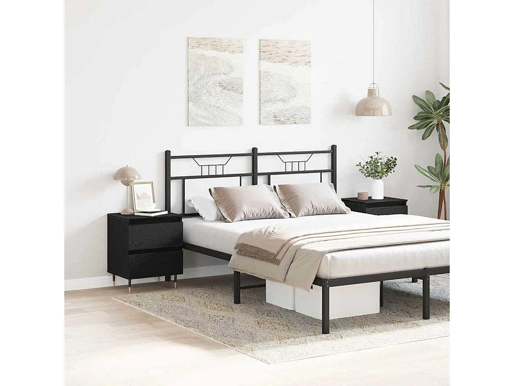 Mesita de Noche | Armario de Noche 2 uds con cajón Roble negro 40x35x50 cm