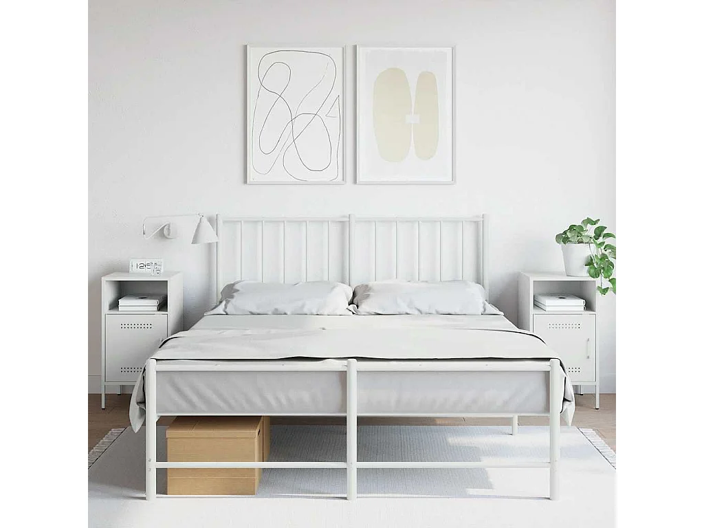 Mesitas de noche | Mesilla de noche 2 unidades acero blanco 36x39x68 cm