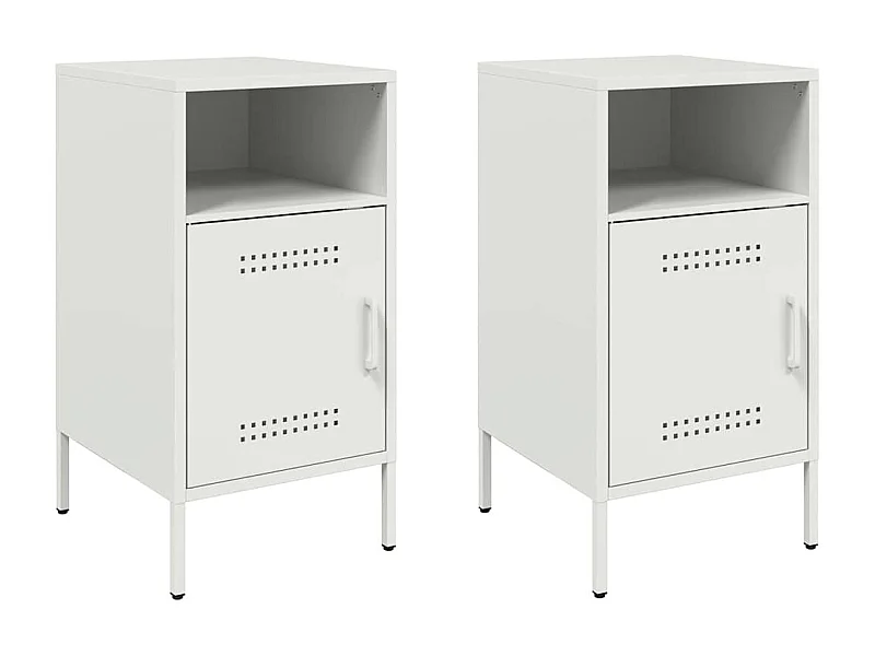 Tables de chevet lot de 2 avec tiroirs blanc 36x39x68 cm acier