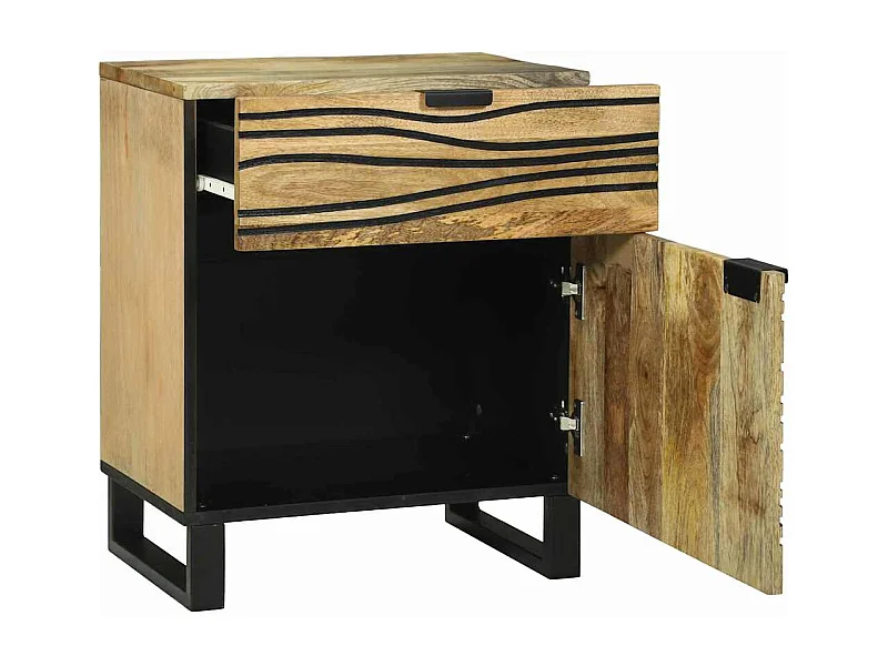 Mesita de Noche | Armario de Noche Marrón 50x33x60 cm madera maciza de mango