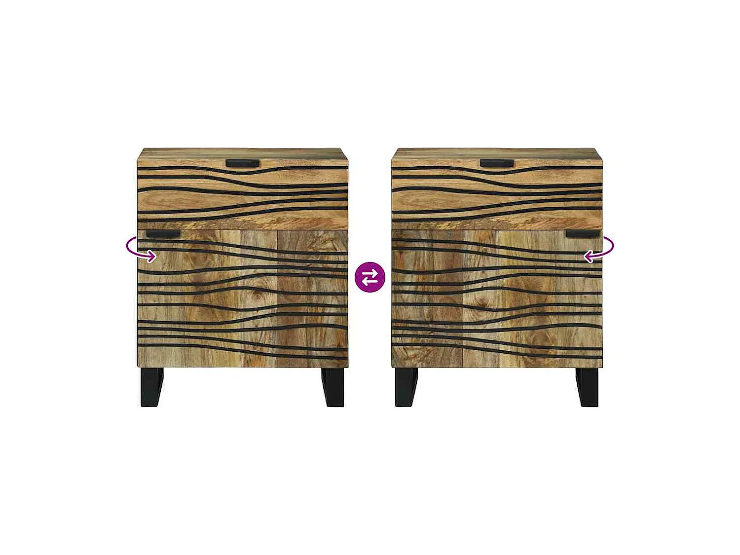 Mesita de Noche | Armario de Noche Marrón 50x33x60 cm madera maciza de mango