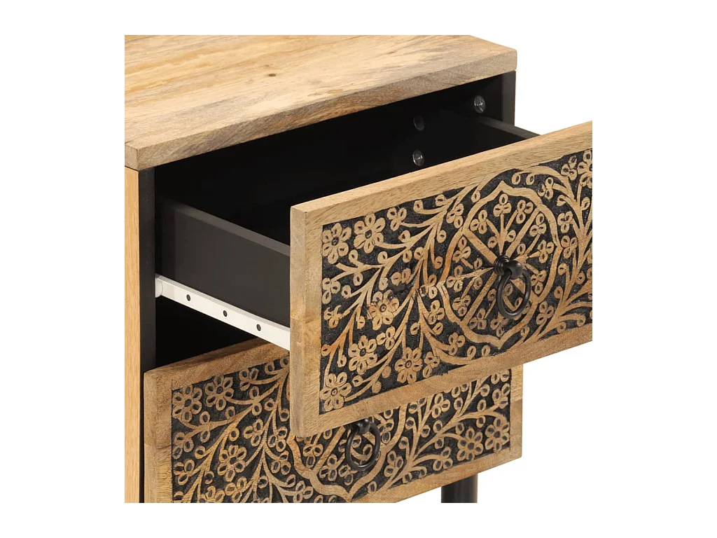 Tables de chevet-Tables d'appoint 2 pcs 40x33x46 cm Bois de manguier solide