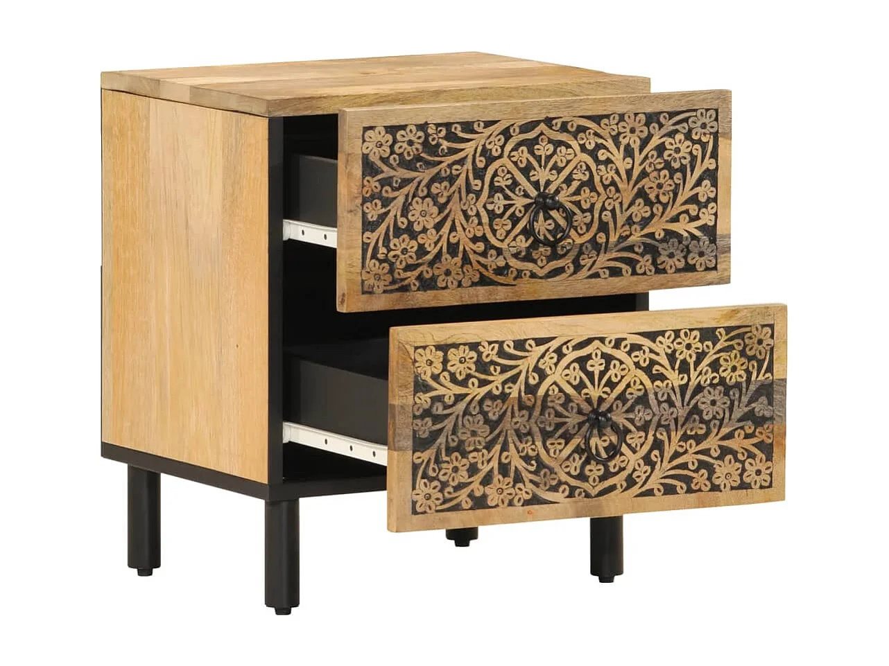 Nachttisch 2er Set-Beistelltisch 40x33x46 cm Massivholz Mango SHL17462