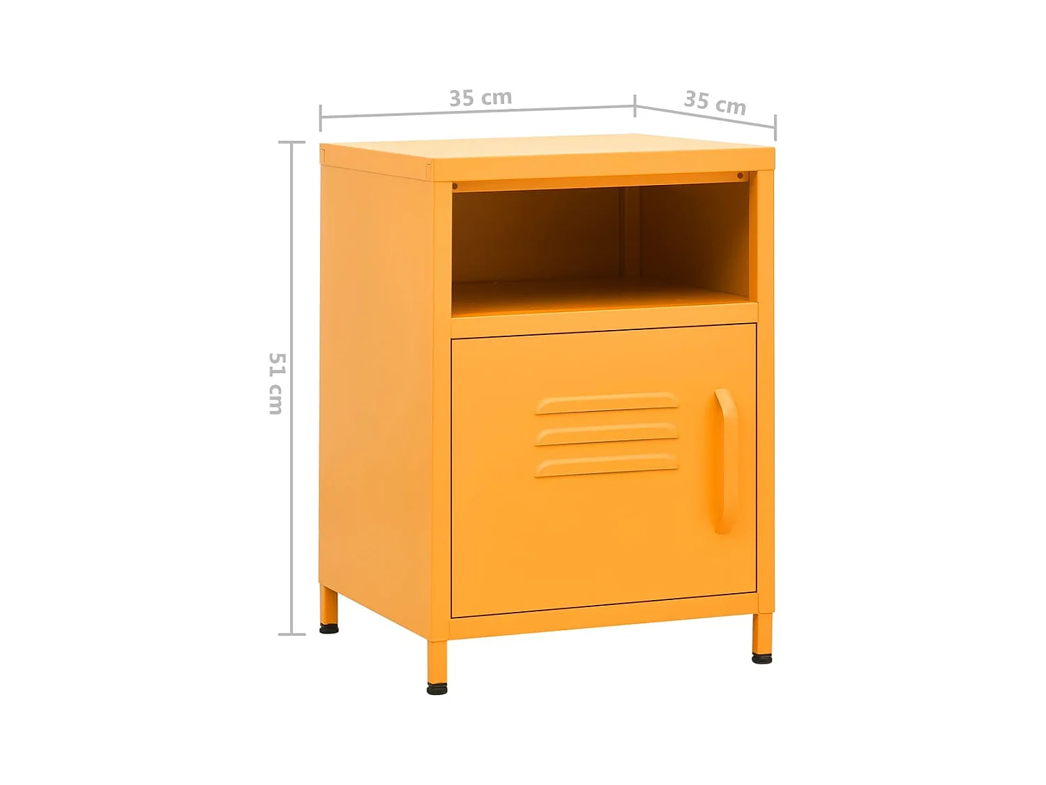 Mesita de noche | Mesilla de noche acero amarillo mostaza 35x35x51 cm