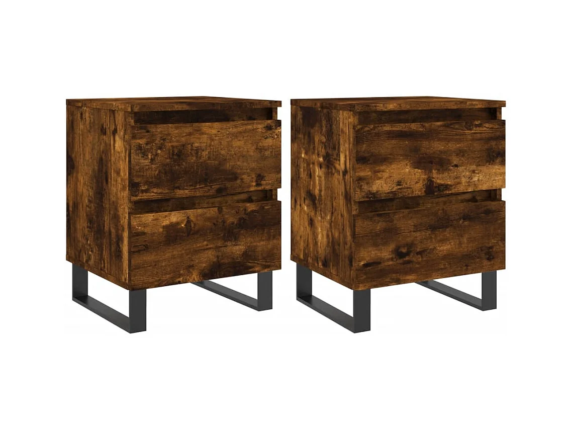 Mesitas de noche | Mesilla de noche 2 uds madera ingeniería roble ahumado 40x35x50 cm