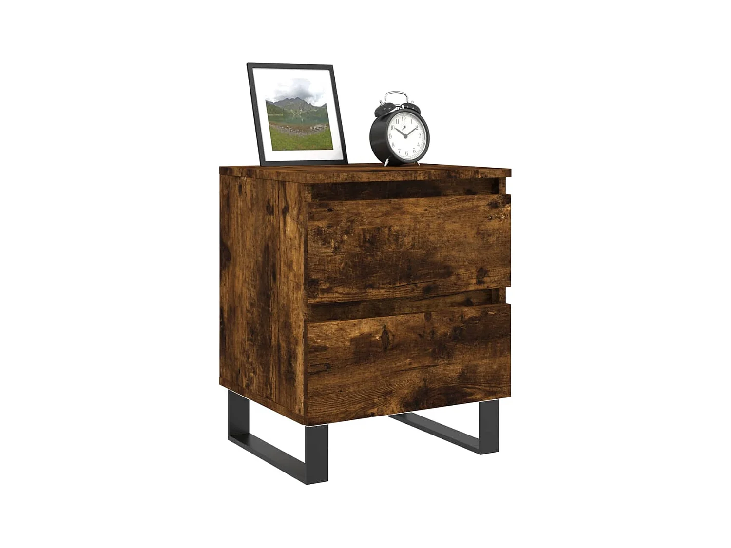 Mesitas de noche | Mesilla de noche 2 uds madera ingeniería roble ahumado 40x35x50 cm