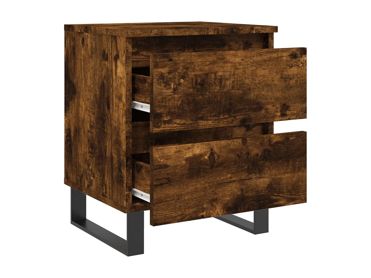 Nachttisch 2er Set-Beistelltisch-Nachttischkommode Räuchereiche 40x35x50 cm Holzwerkstoff SHL31149