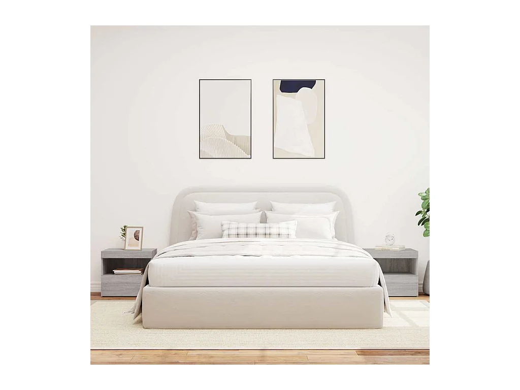 Mesitas de noche | Mesilla de noche con luces LED 2 uds gris Sonoma 50x40x45 cm