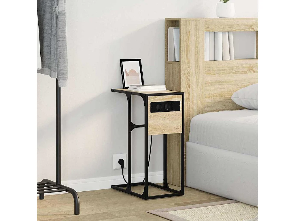 Mesa de Noche | Mesa auxiliar | Mesita de noche Roble Sonoma Madera contrachapada