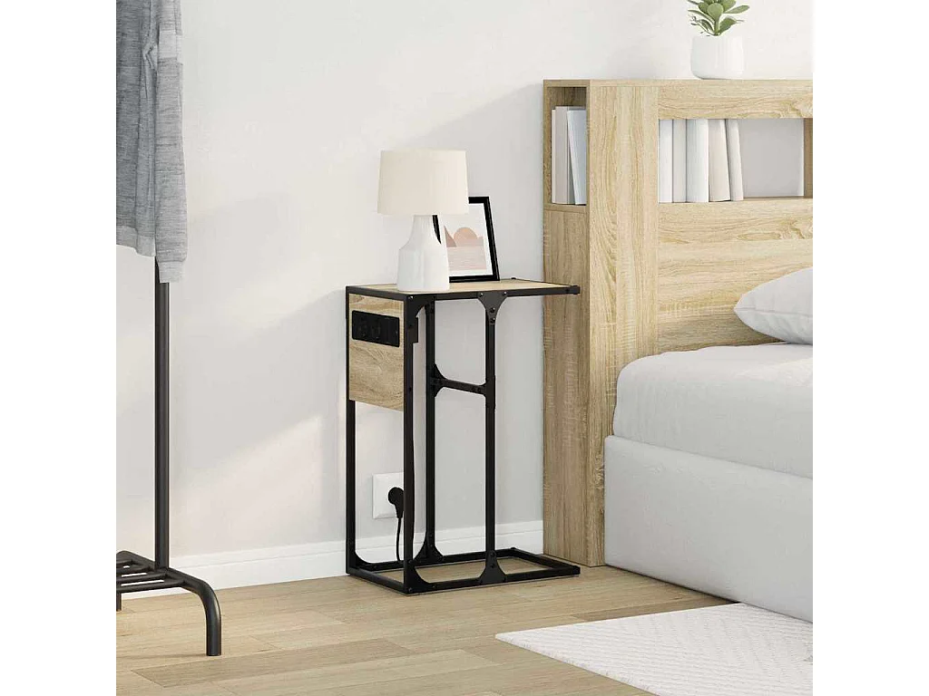 Mesa de Noche | Mesa auxiliar | Mesita de noche Roble Sonoma Madera contrachapada