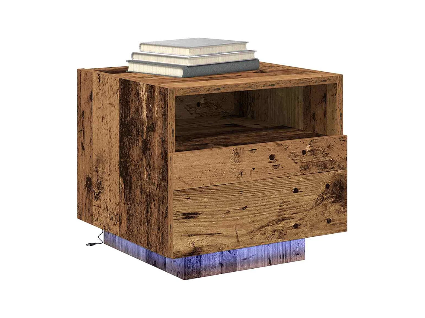 Mesita de Noche | Armario de Noche | Mesa auxiliar con cajón 2 uds. Madera vieja 40x39x37 cm