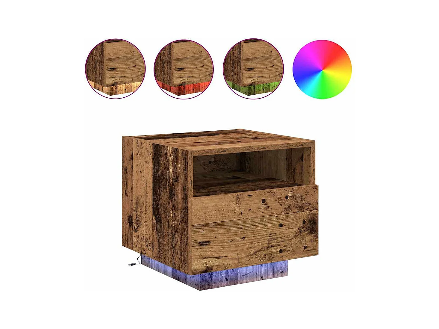 Mesita de Noche | Armario de Noche | Mesa auxiliar con cajón 2 uds. Madera vieja 40x39x37 cm