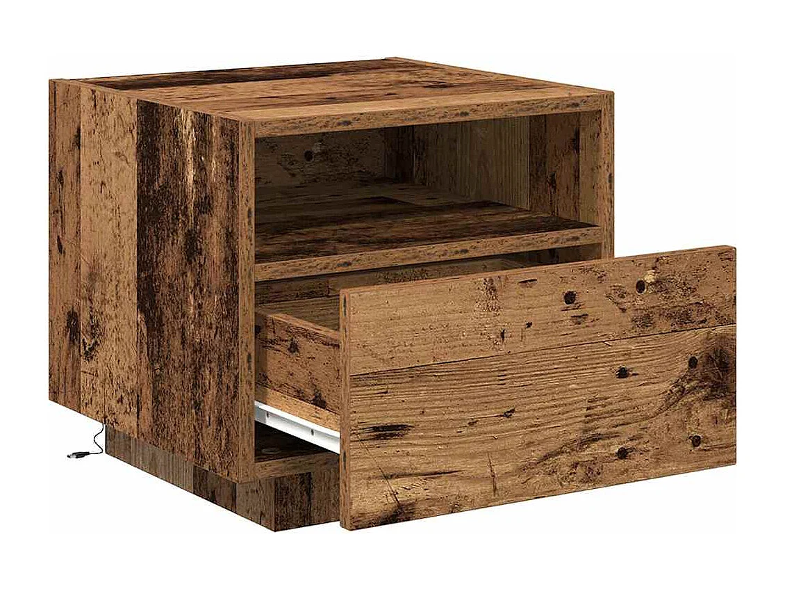 Mesita de Noche | Armario de Noche | Mesa auxiliar con cajón 2 uds. Madera vieja 40x39x37 cm