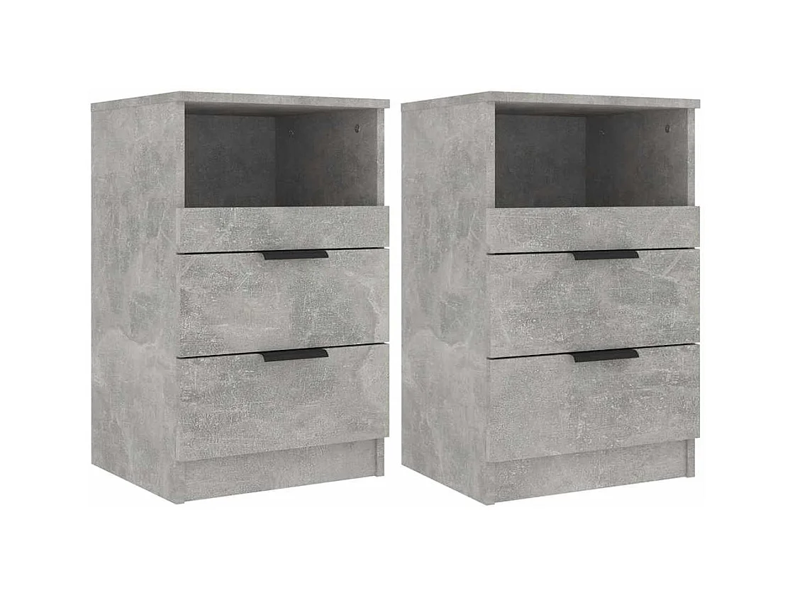 Mesita de noche | Mesilla de noche 2 uds madera contrachapada gris hormigón