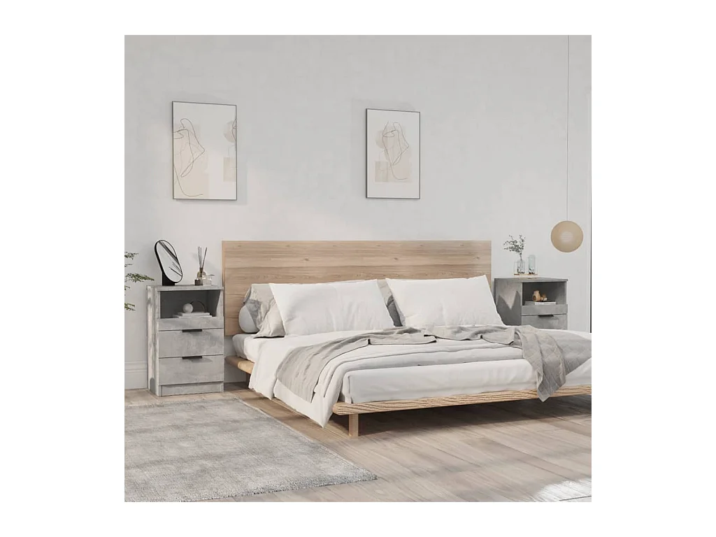 Mesita de noche | Mesilla de noche 2 uds madera contrachapada gris hormigón