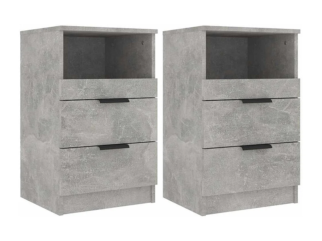 Nachttisch 2er Set-Beistelltisch Betongrau Holzwerkstoff SHL93502