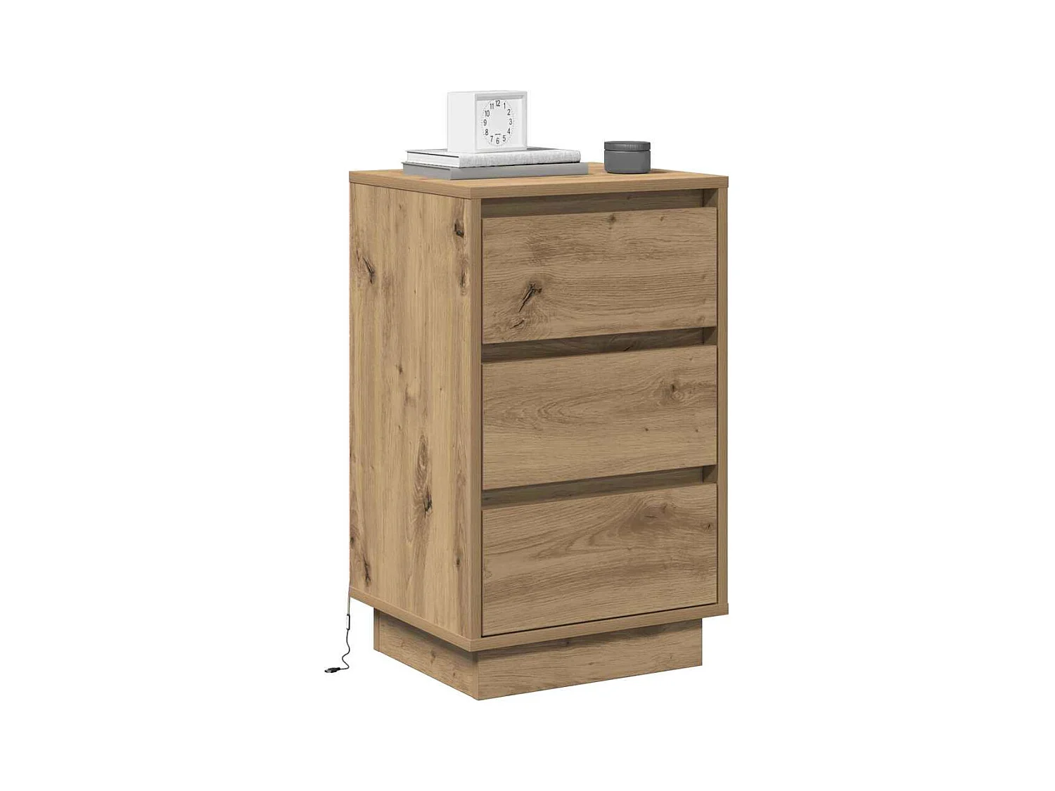 Table de chevet-Table d'appoint avec tiroir chêne artisanal 39x34,5x65 cm