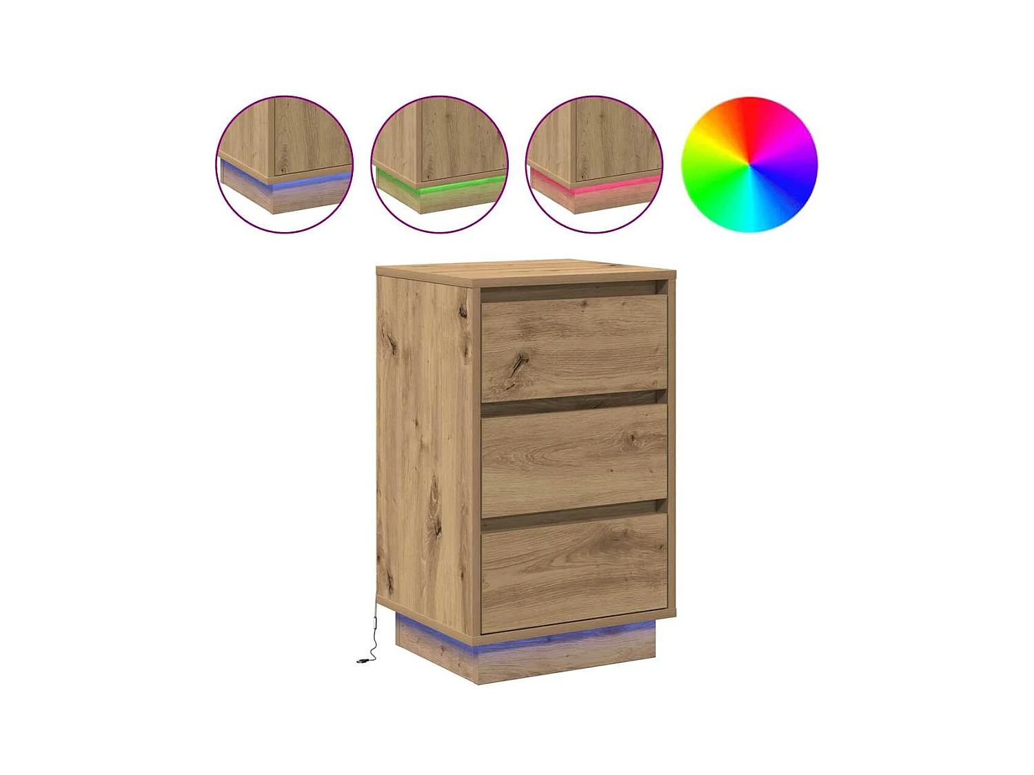 Table de chevet-Table d'appoint avec tiroir chêne artisanal 39x34,5x65 cm