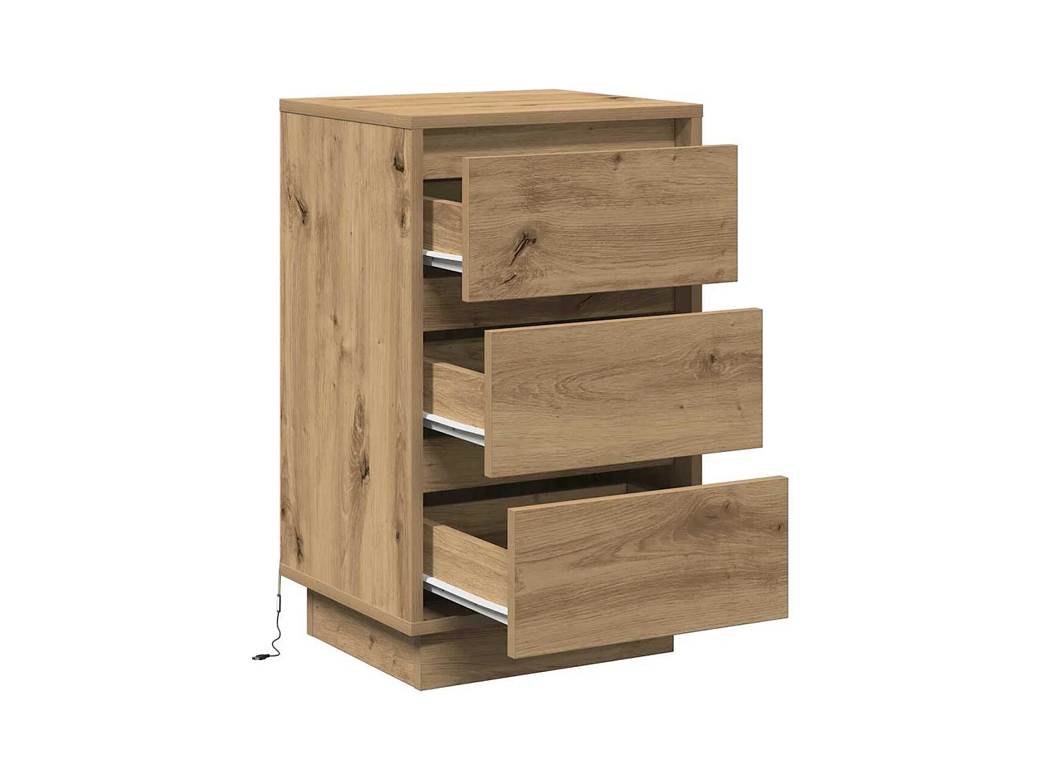 Table de chevet-Table d'appoint avec tiroir chêne artisanal 39x34,5x65 cm