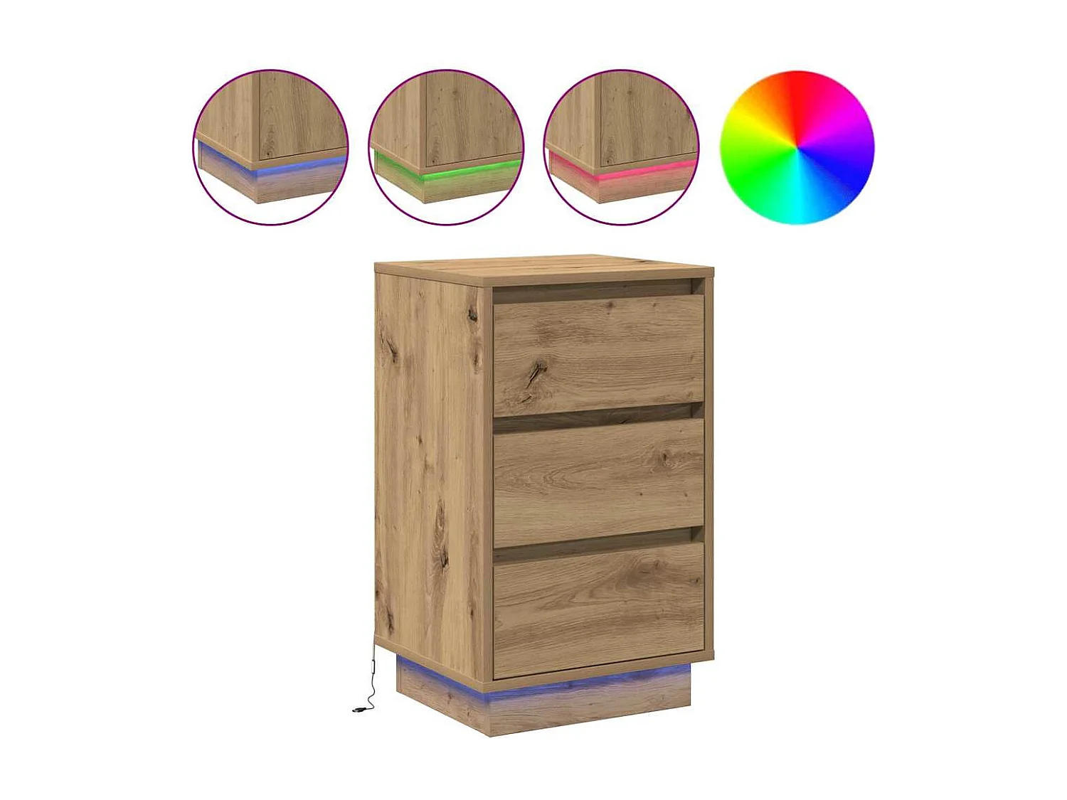 Nachttisch-Beistelltisch Artisan-Eiche 39 x 34,5 x 65 cm Holzwerkstoff SHL61143