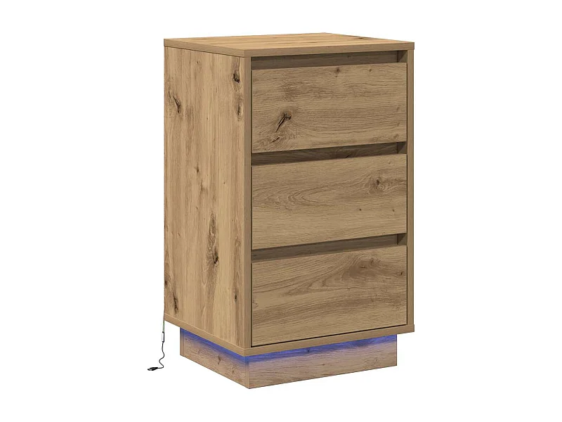 Table de chevet-Table d'appoint avec tiroir chêne artisanal 39x34,5x65 cm