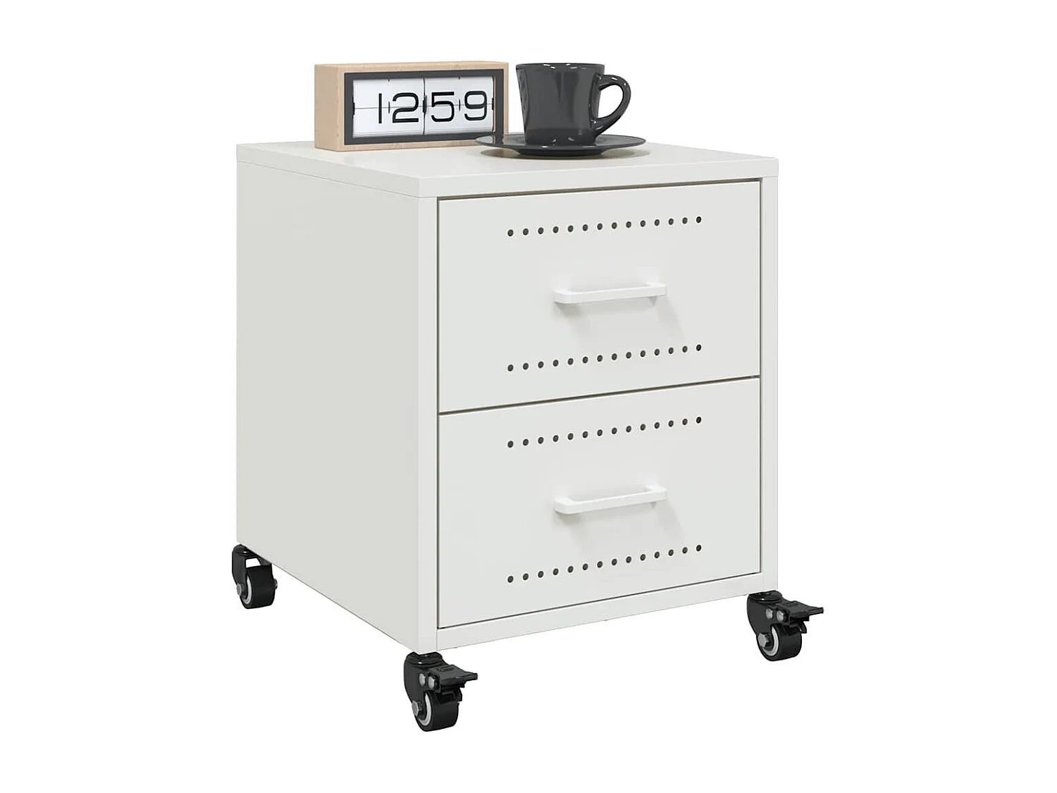 Mesitas de noche | Mesilla de noche 2 unidades acero blanco 36x39x43,5 cm