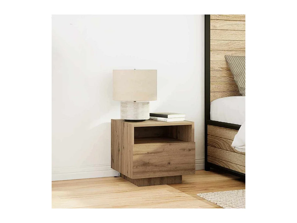 Mesita de Noche | Armario de Noche | Mesa auxiliar Roble artisan 40x39x37 cm Madera contrachapada