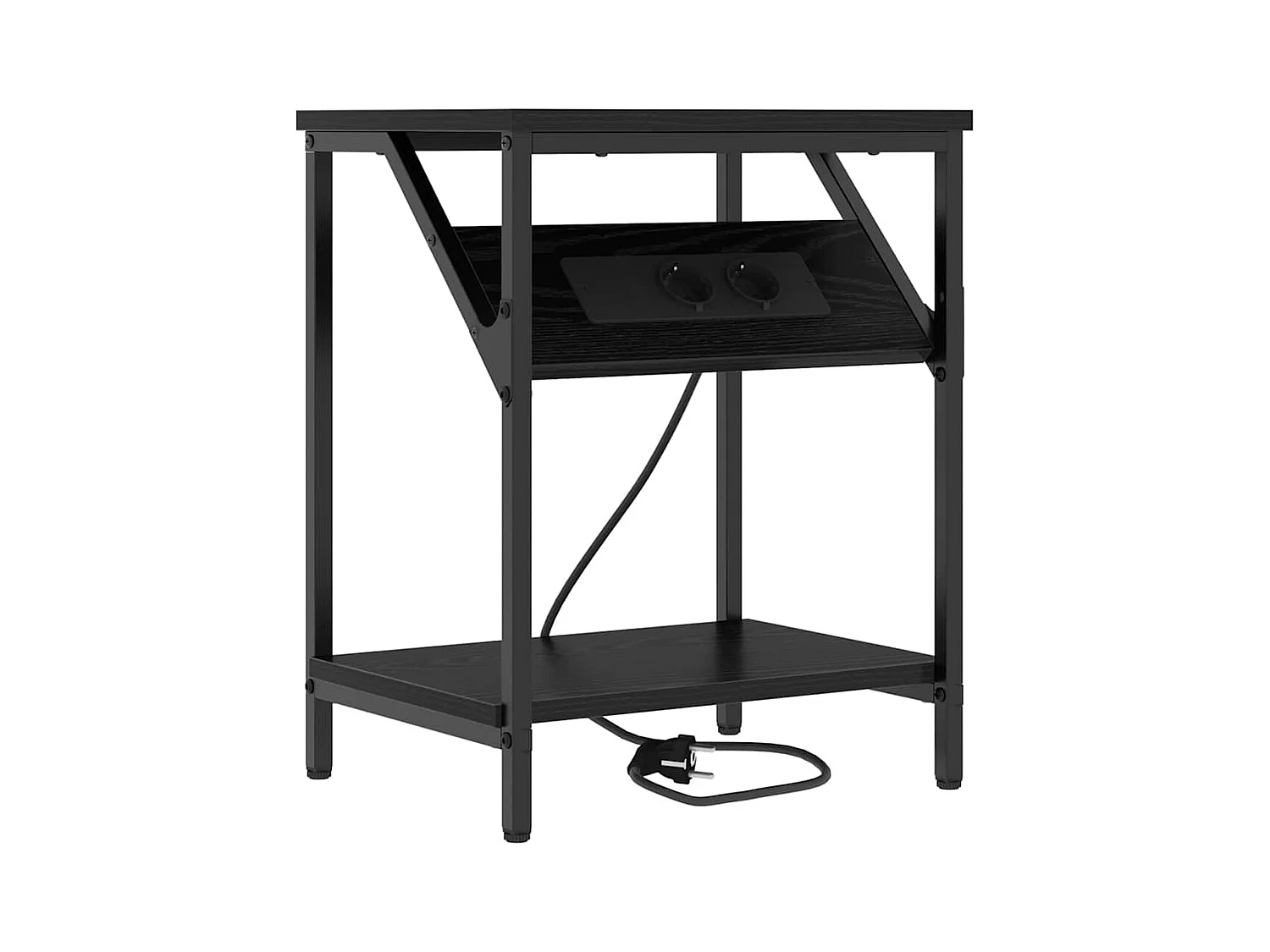 Mesa de Noche | Mesita de noche Roble negro 38x30x48 cm Madera contrachapada