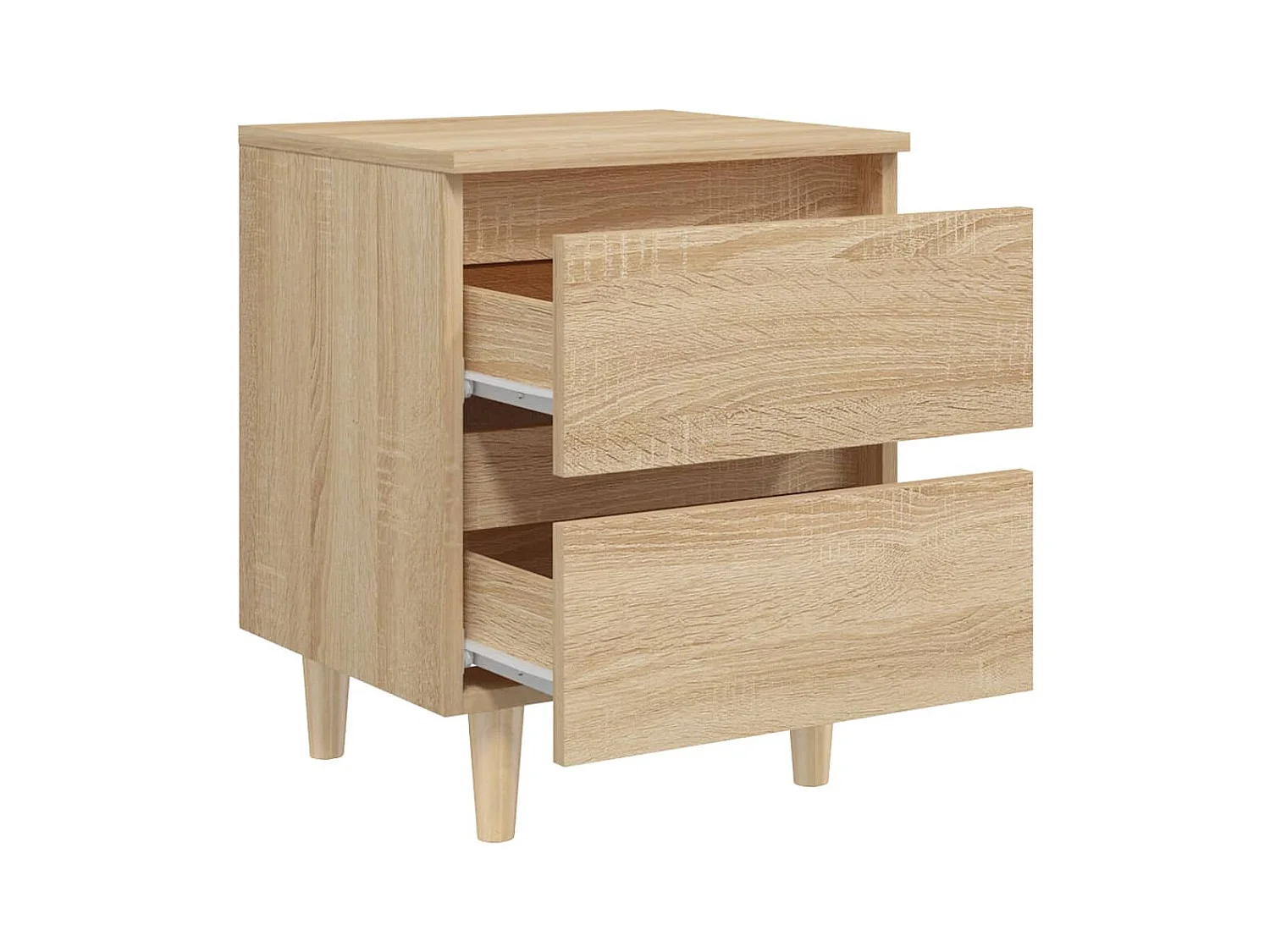 Mesitas de noche | Mesilla de noche 2 uds patas de madera roble Sonoma 40x35x50 cm