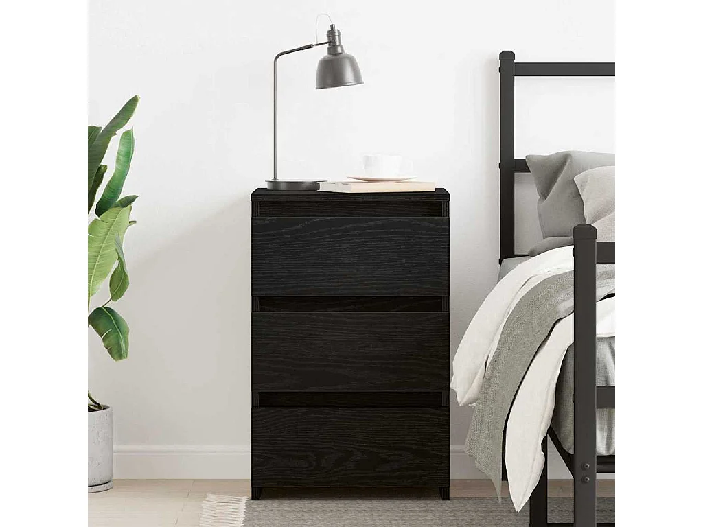 Table de chevet-Table d'appoint avec tiroir Chêne noir 40x35x62,5 cm